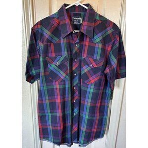 Vintage Wrangler Mens XL Reg Fit Multicolored Striped Pearl Snap Shirt